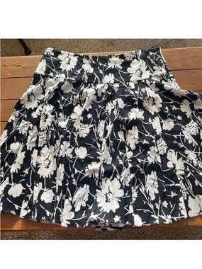 CHAPS Women Light 100% Cotton A-Line Flare Circle Skirt Floral Mini Ruffle NWT